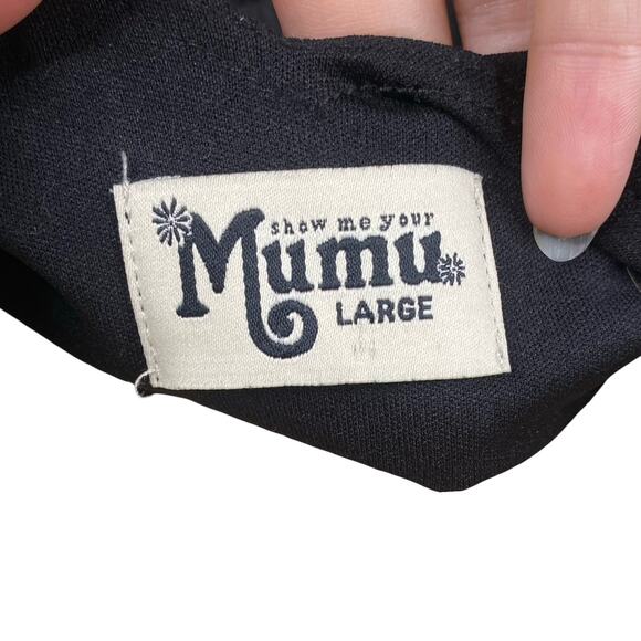 Show Me Your Mumu $199 Kendall Black Blouson Faux Wrap Formal Maxi Dress SZ L - Picture 10 of 10